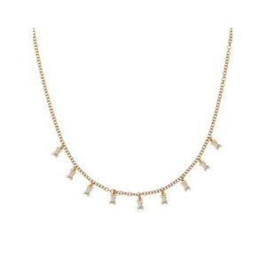 ILEANA MAKRI 18k Yellow Gold & Diamond  Baguette Charm Necklace